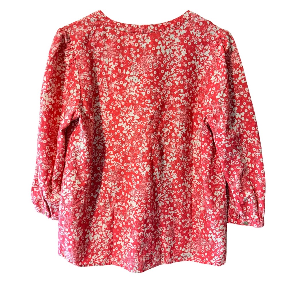 Knox Rose Oversized Small Red Floral Button Front 3/4 Sleeve Boho Blouse Top - Picture 8 of 10